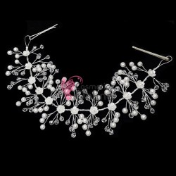 Tiara Ti032MM Argintiu pentru mirese cu cristale si perle